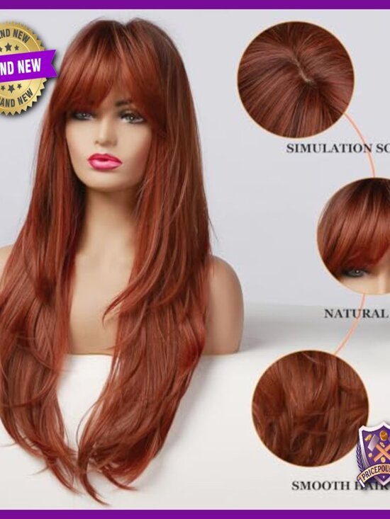 Long Straight Layered Human Hair Wig Lightweight Daily Party Use main image 5
